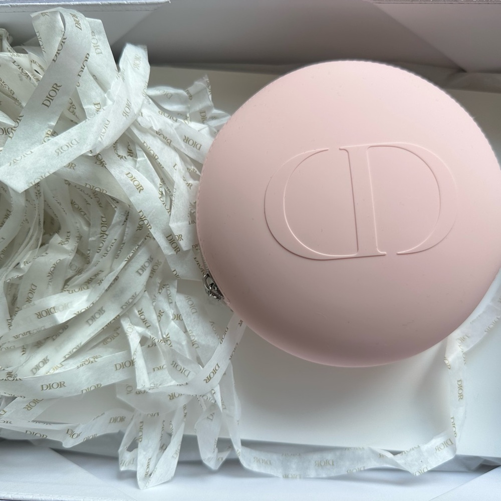 Dior Round CD Logo Beauty Case/Pouch in Pale Pink NWOT